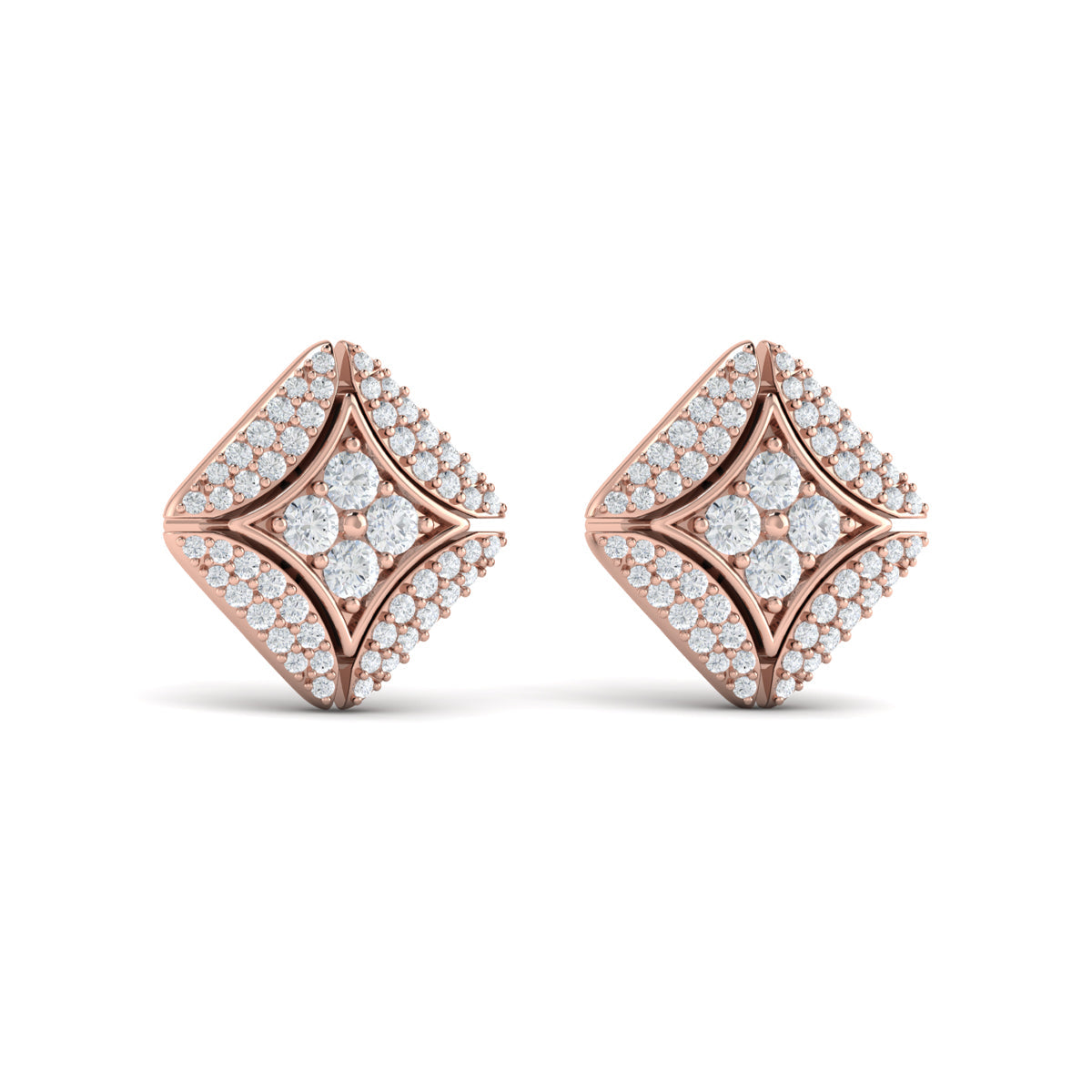 Diamond Vlora Star with Channel Set Diamond Cluster Stud Earrings