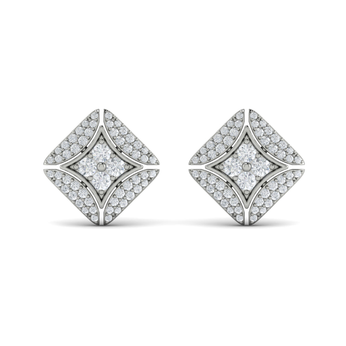 Diamond Vlora Star with Channel Set Diamond Cluster Stud Earrings