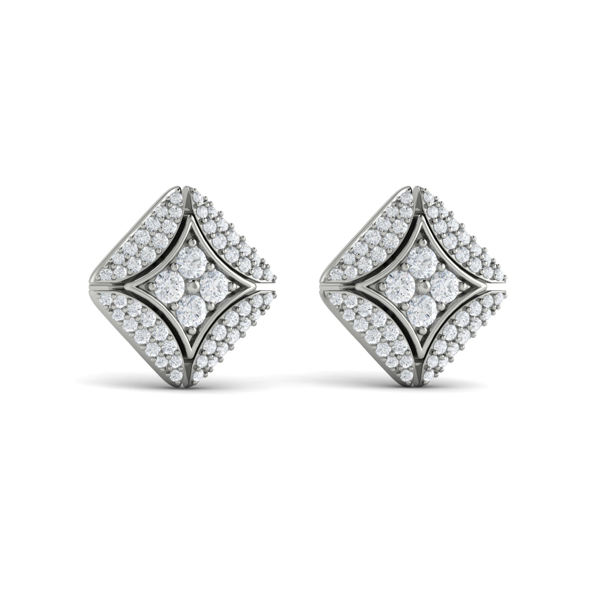 Diamond Vlora Star with Channel Set Diamond Cluster Stud Earrings