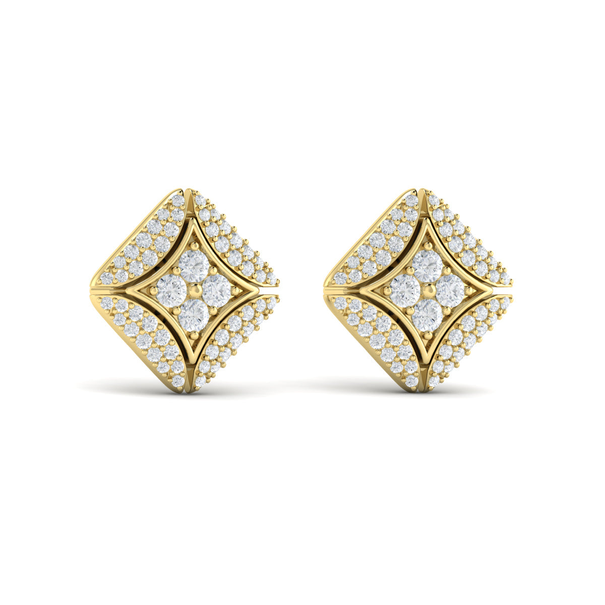 Diamond Vlora Star with Channel Set Diamond Cluster Stud Earrings