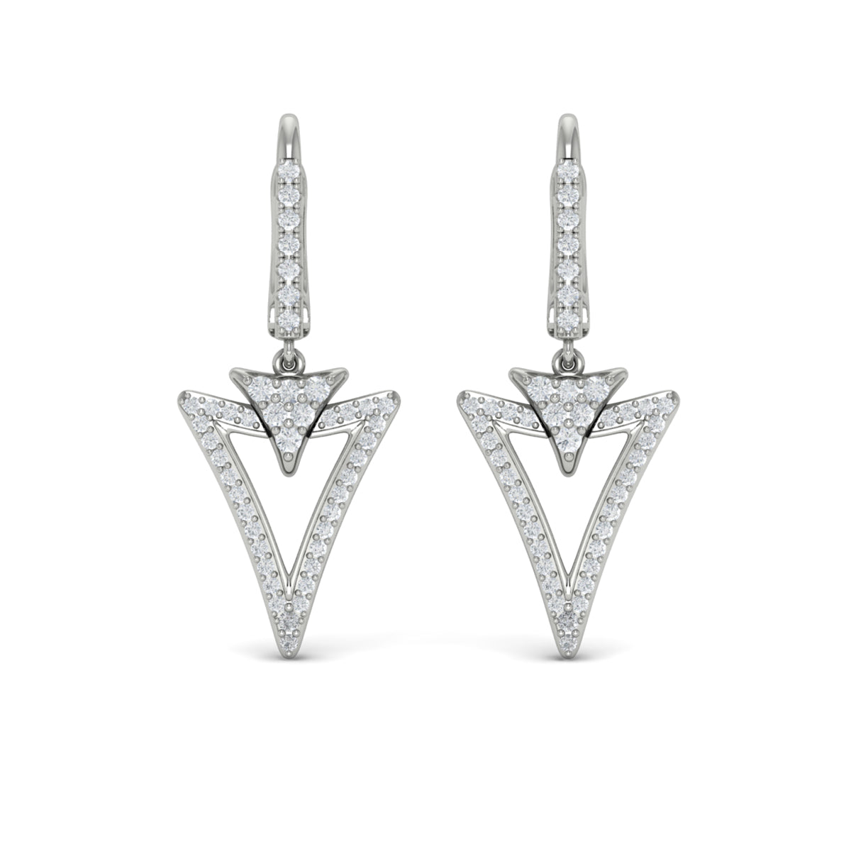 Diamond Open Double Trinity Huggie Earrings