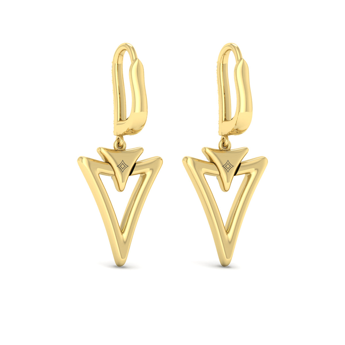 Diamond Open Double Trinity Huggie Earrings