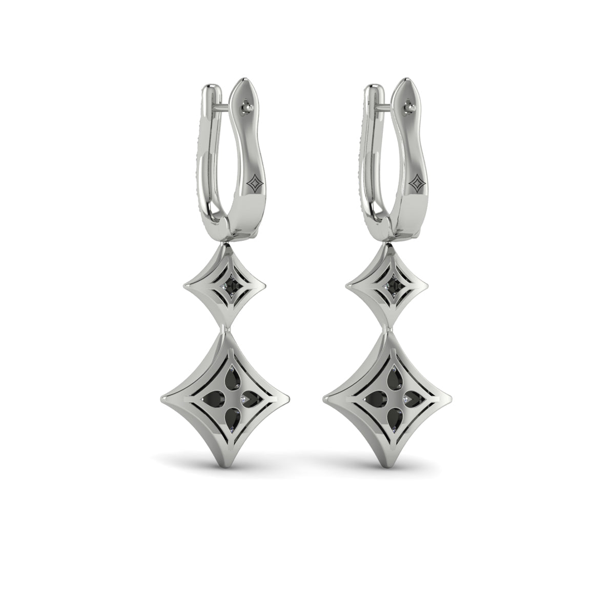 Diamond Double Vlora Star Drop Huggie Earrings