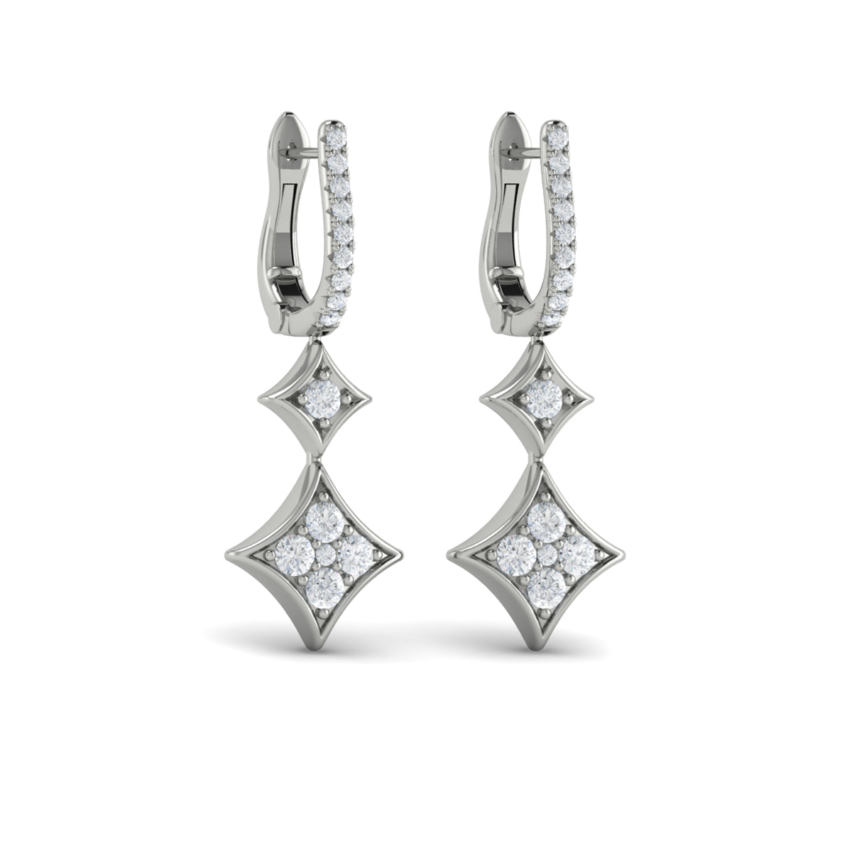 Diamond Double Vlora Star Drop Huggie Earrings
