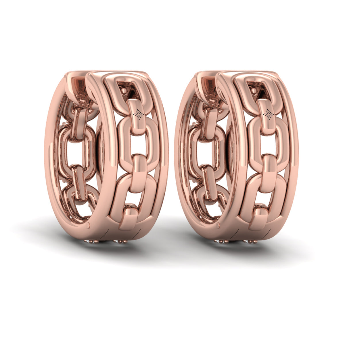 Reverse Channel Set Link Huggie Earrings