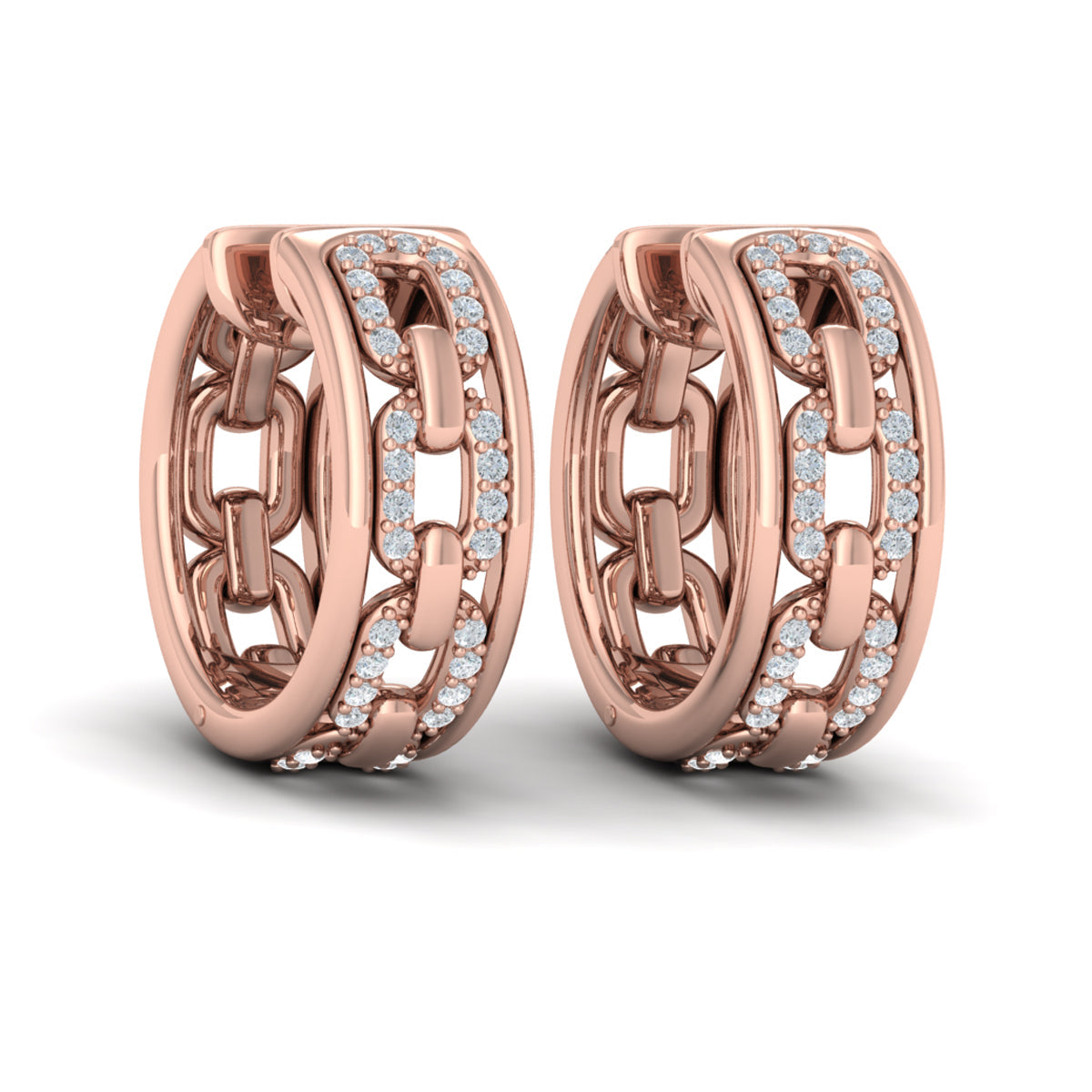 Reverse Channel Set Link Huggie Earrings