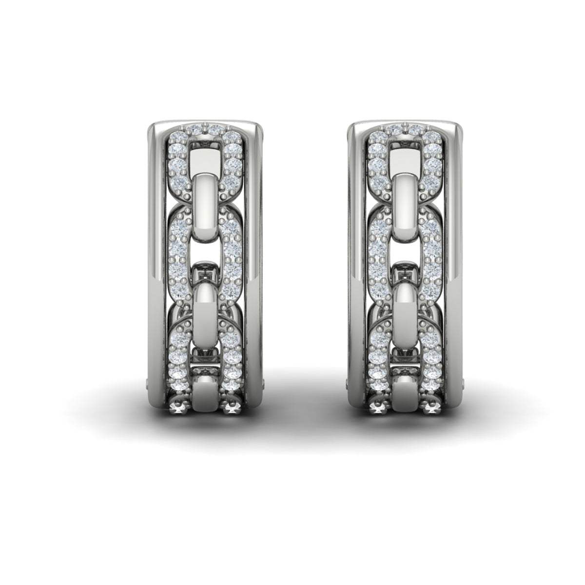 Reverse Channel Set Link Huggie Earrings
