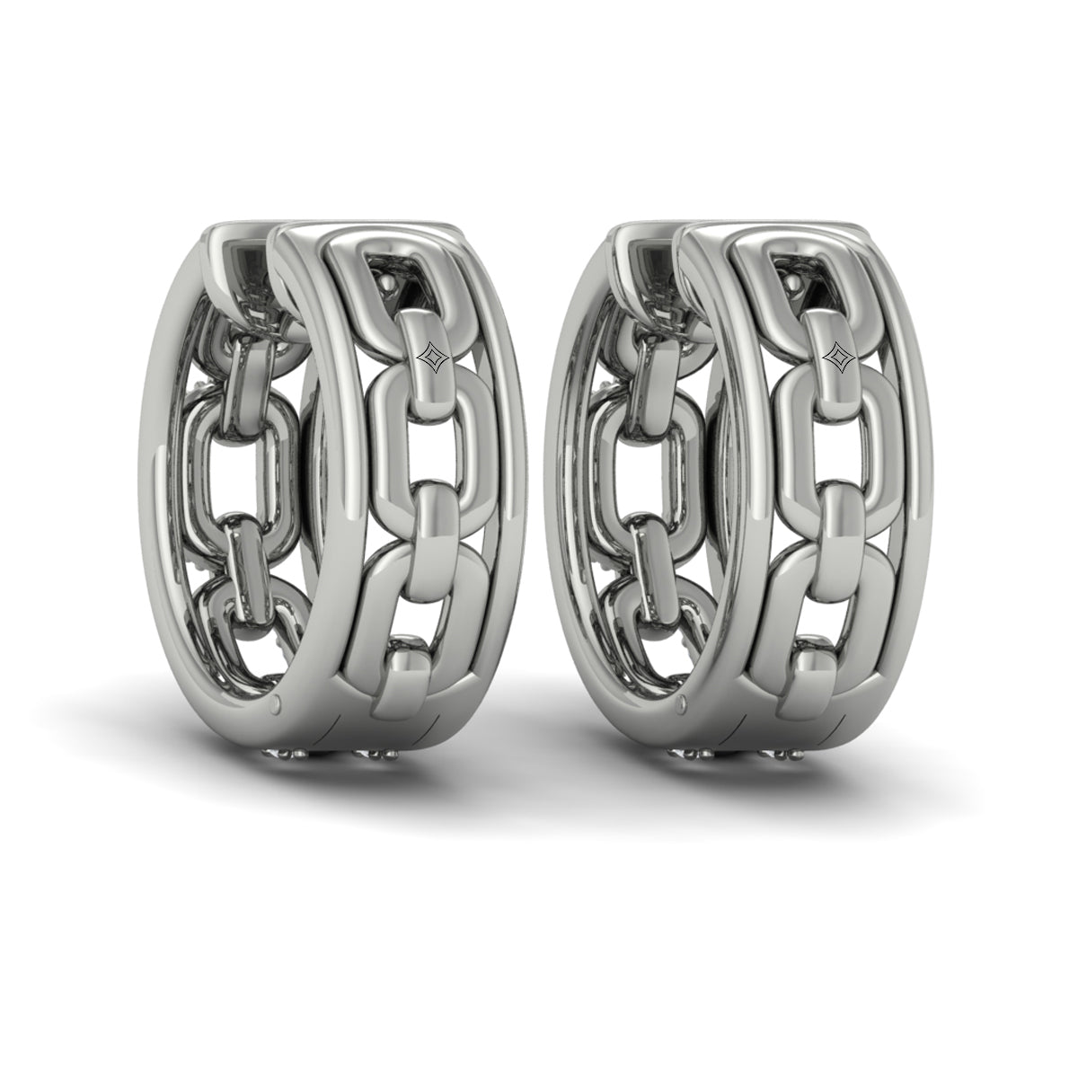 Reverse Channel Set Link Huggie Earrings