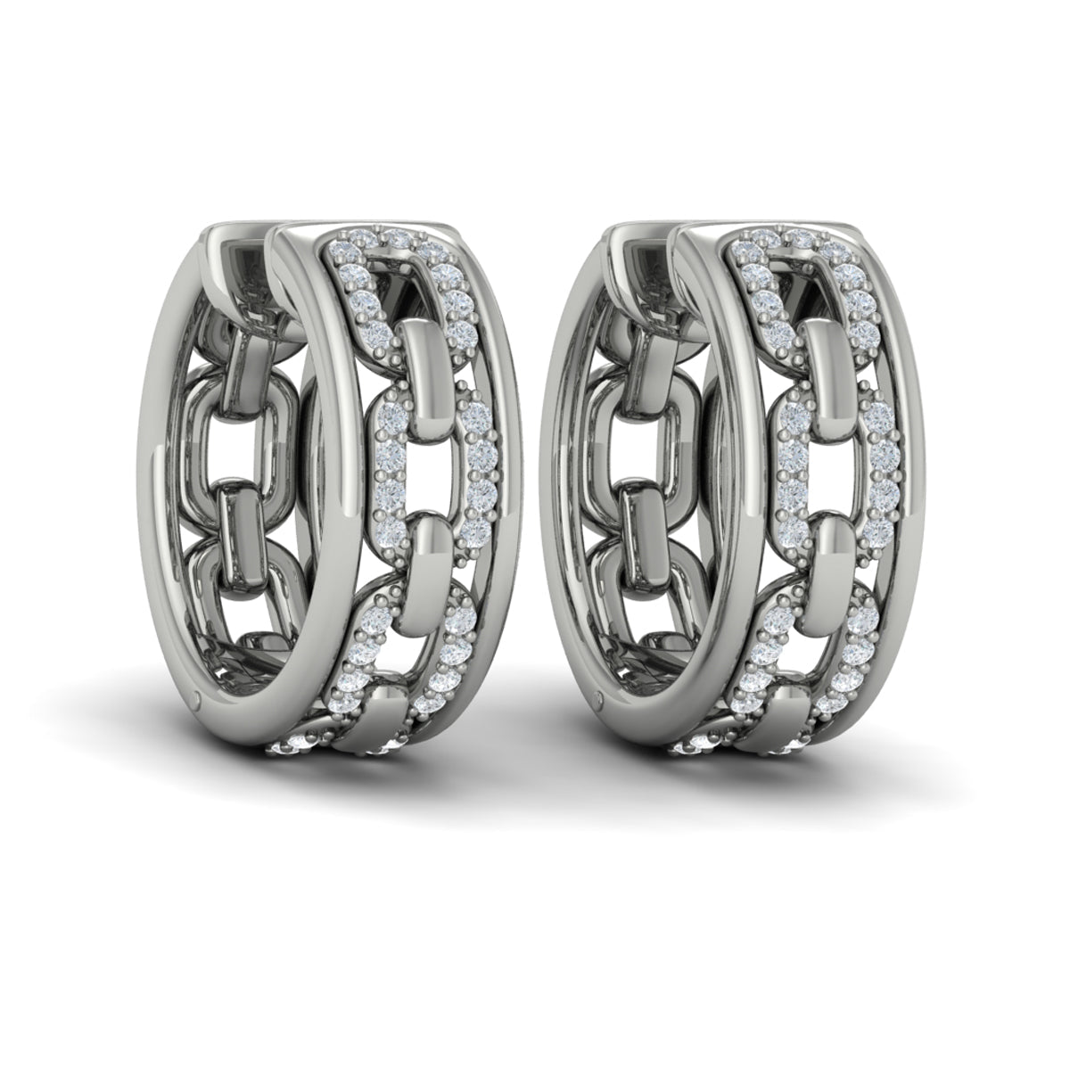 Reverse Channel Set Link Huggie Earrings