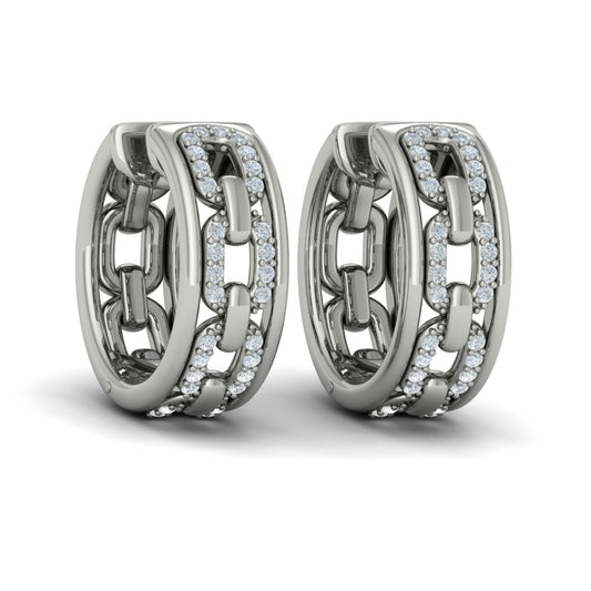 Reverse Channel Set Link Huggie Earrings