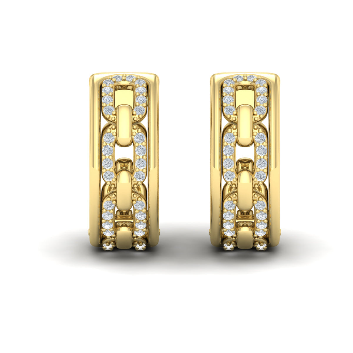 Reverse Channel Set Link Huggie Earrings