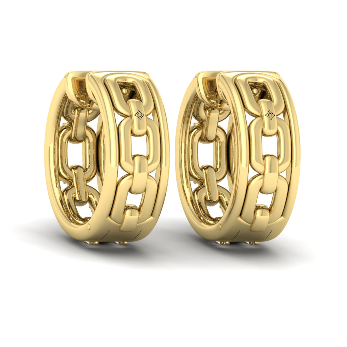 Reverse Channel Set Link Huggie Earrings