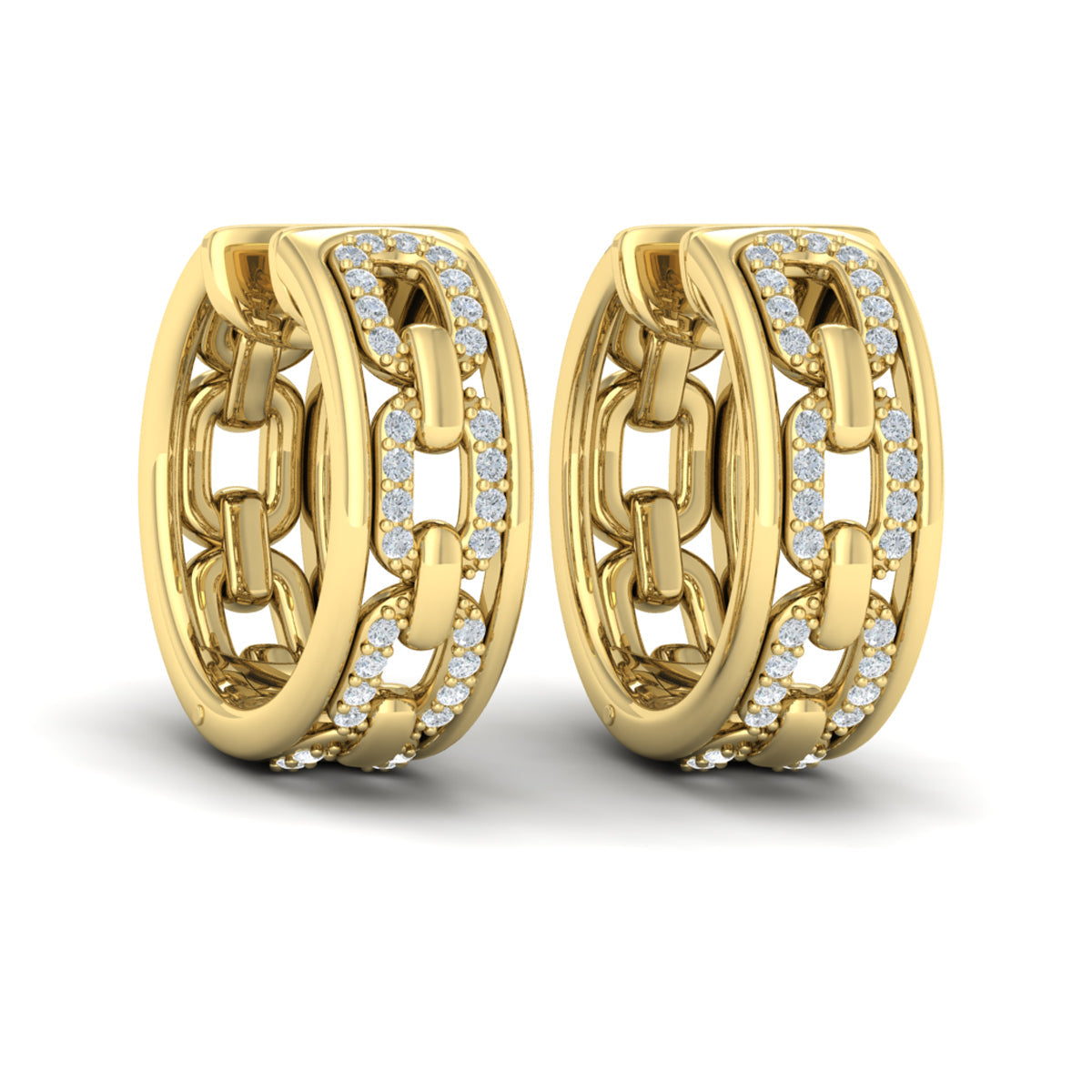 Reverse Channel Set Link Huggie Earrings