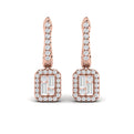Diamond Baguette Halo Drop Huggie Earrings