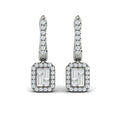 Diamond Baguette Halo Drop Huggie Earrings