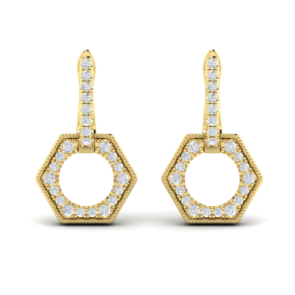 Diamond Open Honeycomb Drop Earrings