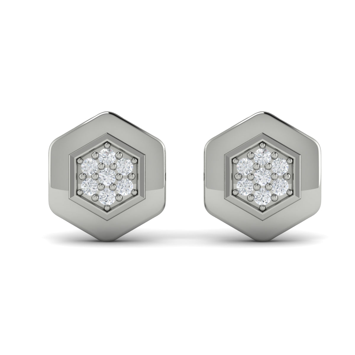 Diamond Cluster Honeycomb Stud Earrings