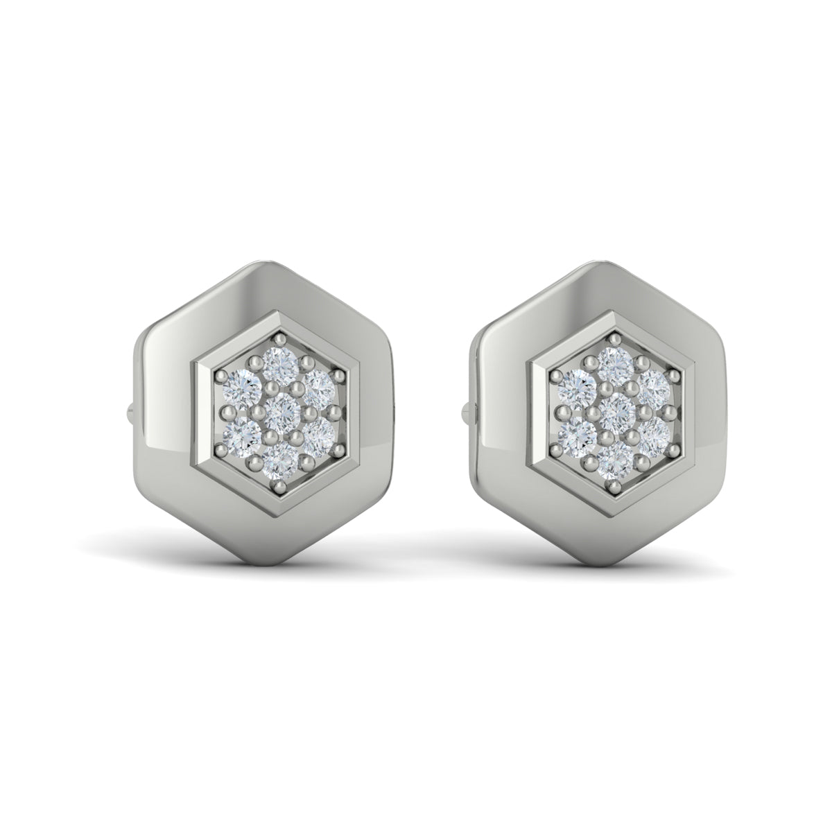 Diamond Cluster Honeycomb Stud Earrings