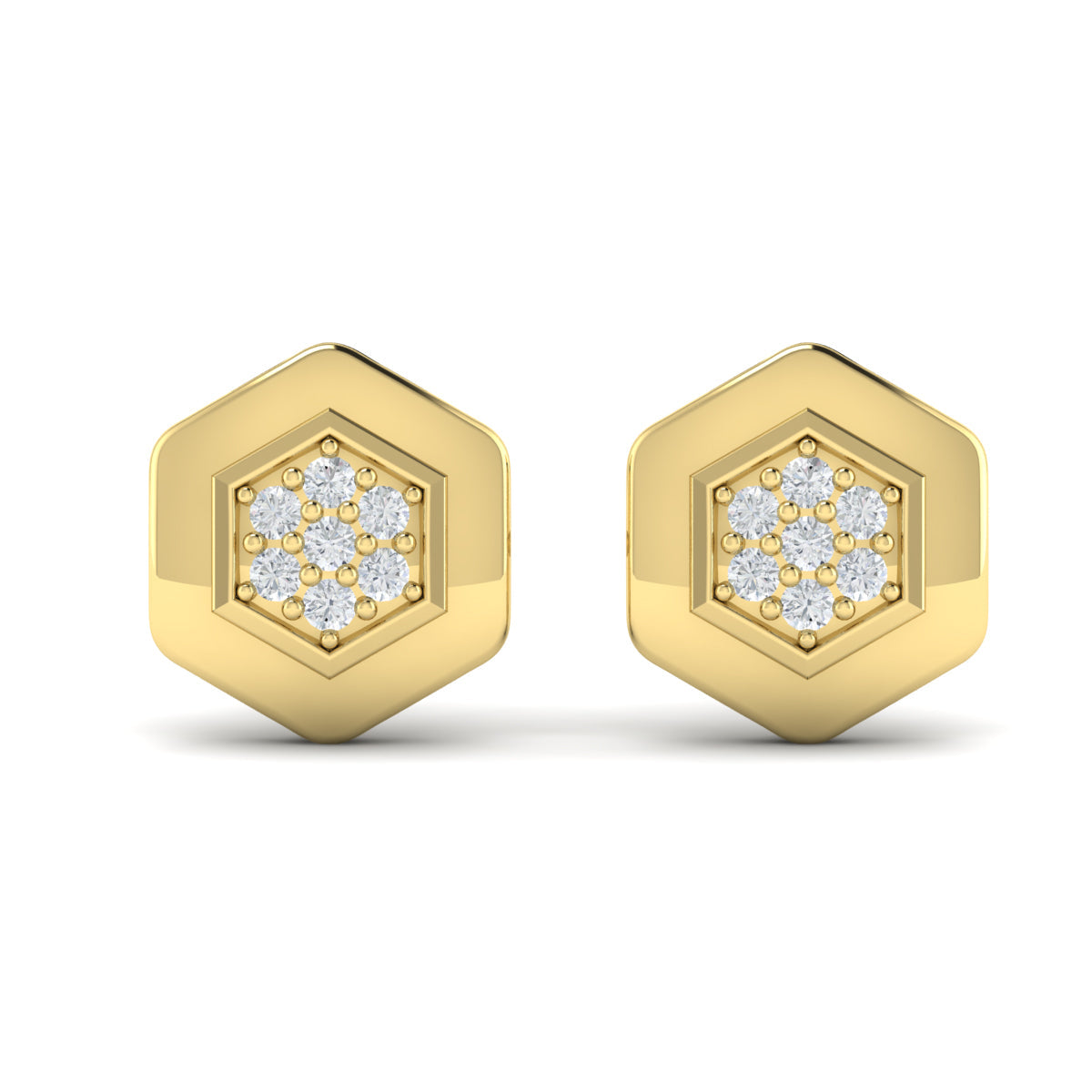 Diamond Cluster Honeycomb Stud Earrings