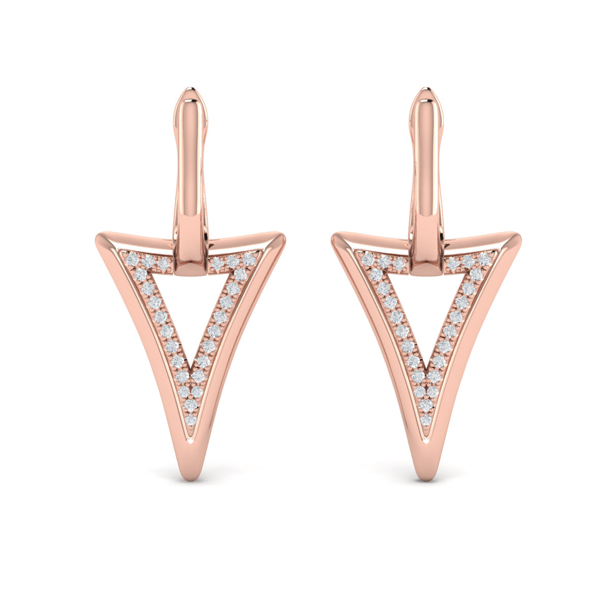 Diamond Open Double Trinity Huggie Earrings