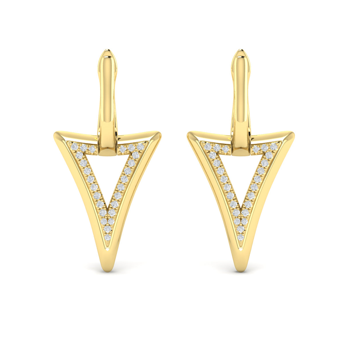 Diamond Open Double Trinity Huggie Earrings
