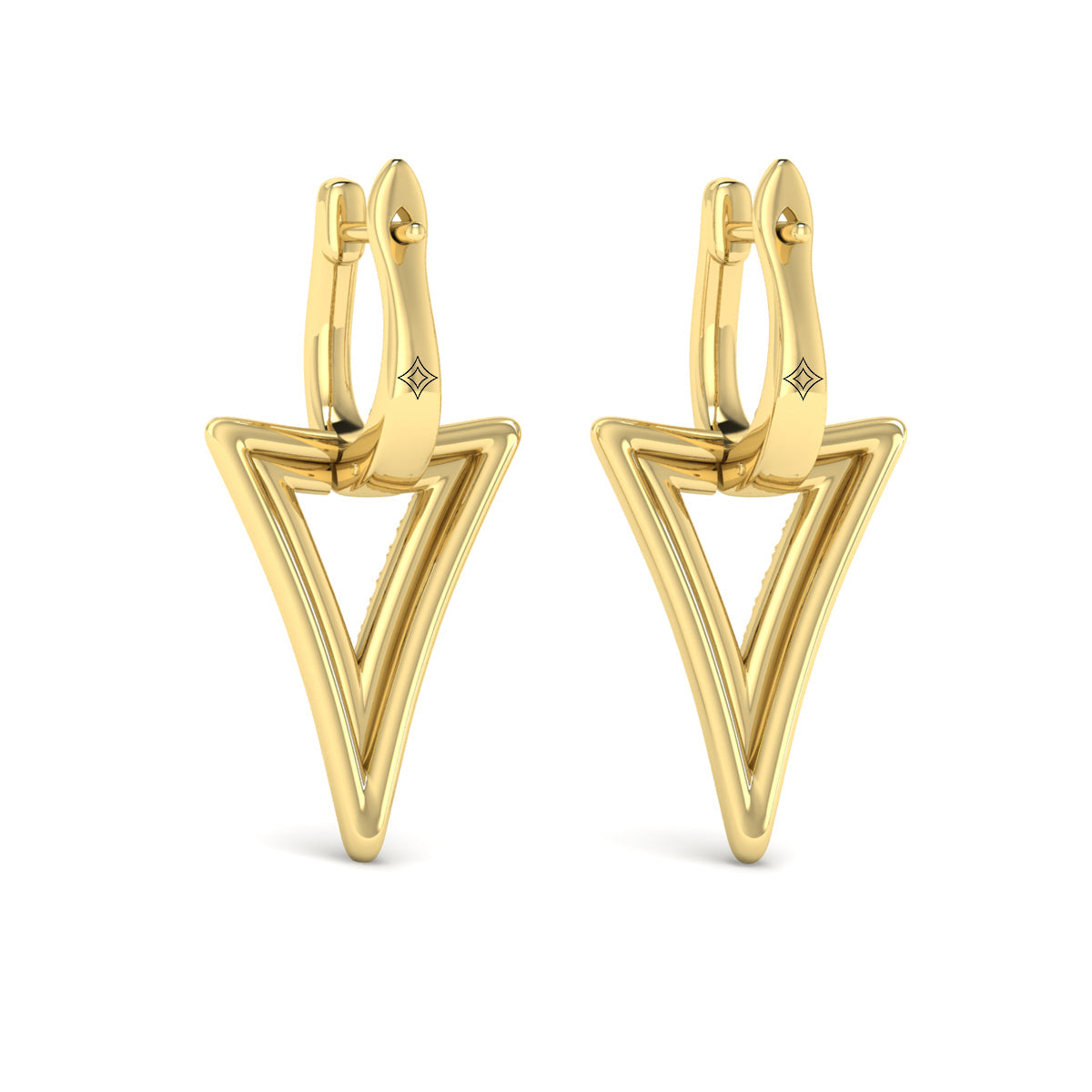 Diamond Open Double Trinity Huggie Earrings