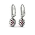 Oval Ruby and Diamond Baguette Earrings