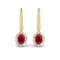 Oval Ruby and Diamond Baguette Earrings