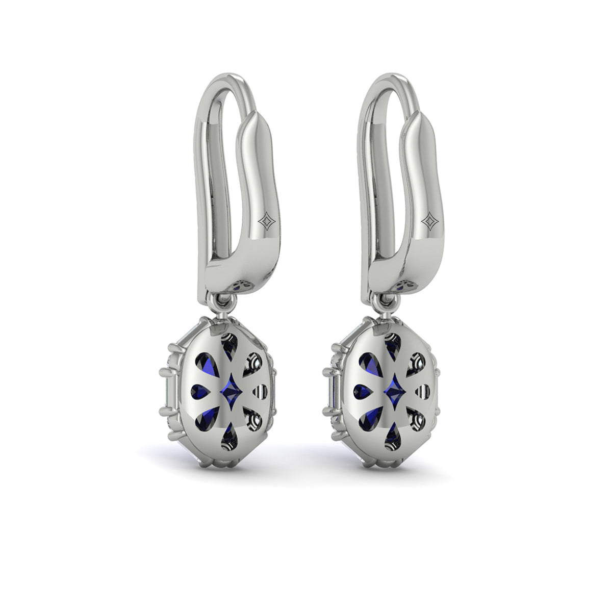Oval Sapphire and Diamond Baguette Earrings