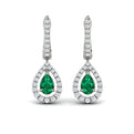 Tear Drop Emerald and Diamond Earrings