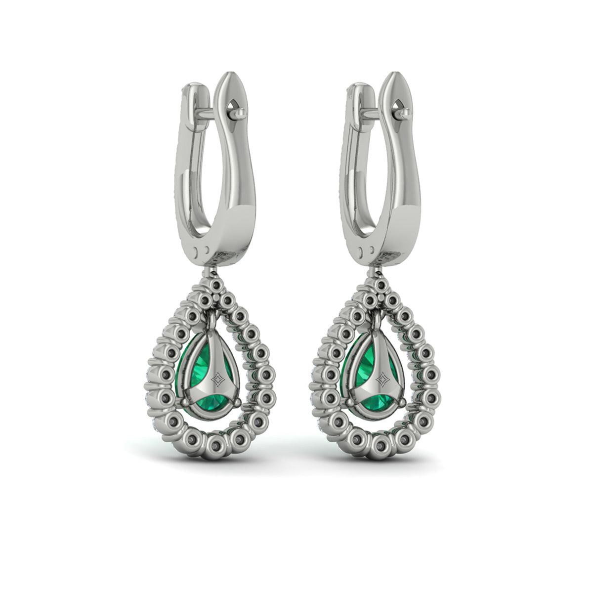 Tear Drop Emerald and Diamond Earrings