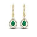 Tear Drop Emerald and Diamond Earrings