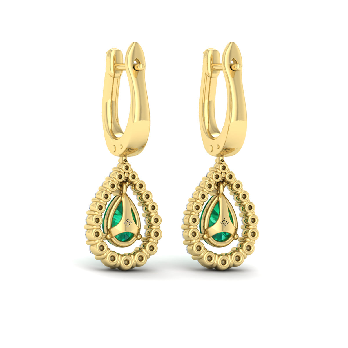 Tear Drop Emerald and Diamond Earrings