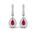 Tear Drop Ruby and Diamond Earrings