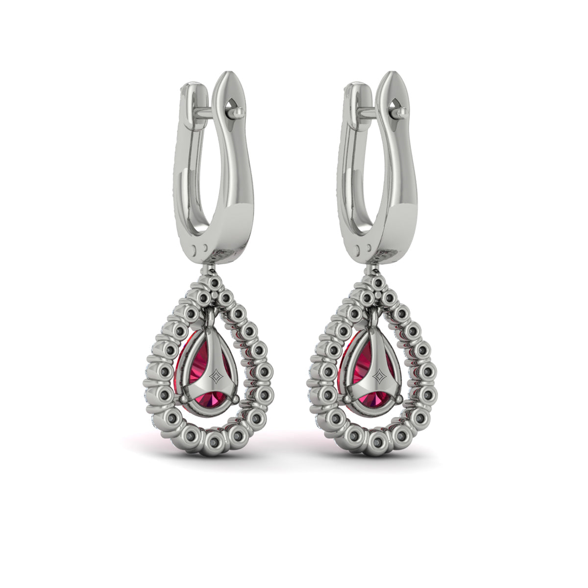 Tear Drop Ruby and Diamond Earrings