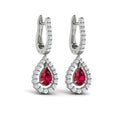 Tear Drop Ruby and Diamond Earrings