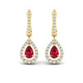 Tear Drop Ruby and Diamond Earrings