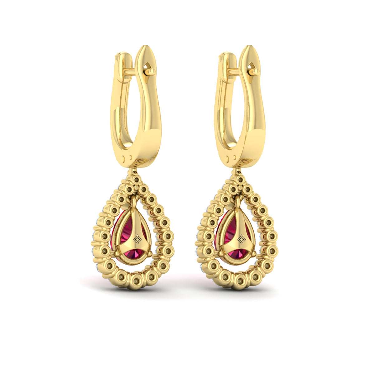 Tear Drop Ruby and Diamond Earrings