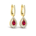Tear Drop Ruby and Diamond Earrings