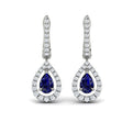 Tear Drop Sapphire and Diamond Earrings