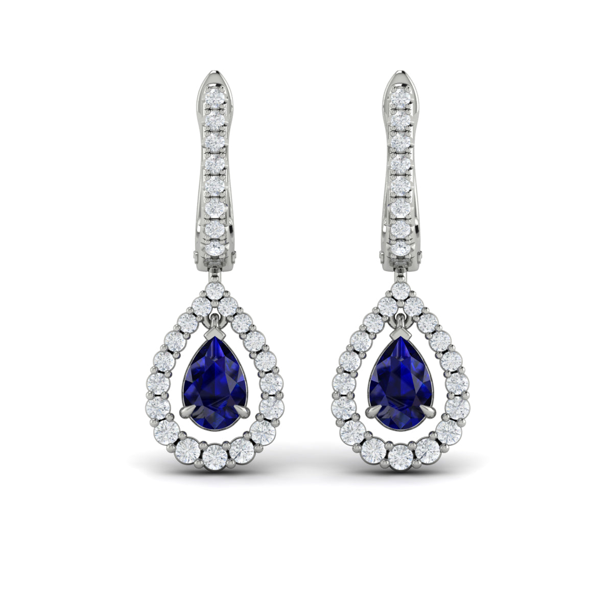 Tear Drop Sapphire and Diamond Earrings