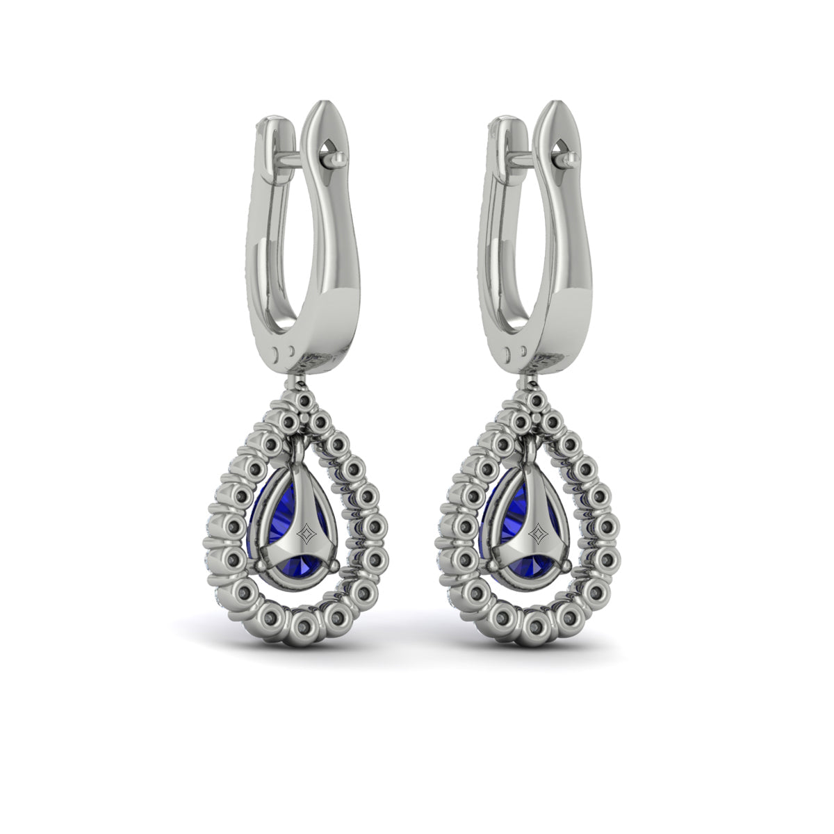 Tear Drop Sapphire and Diamond Earrings
