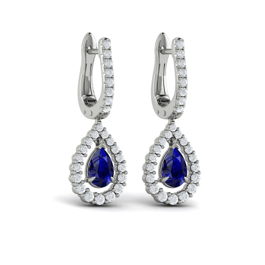 Tear Drop Sapphire and Diamond Earrings