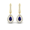 Tear Drop Sapphire and Diamond Earrings