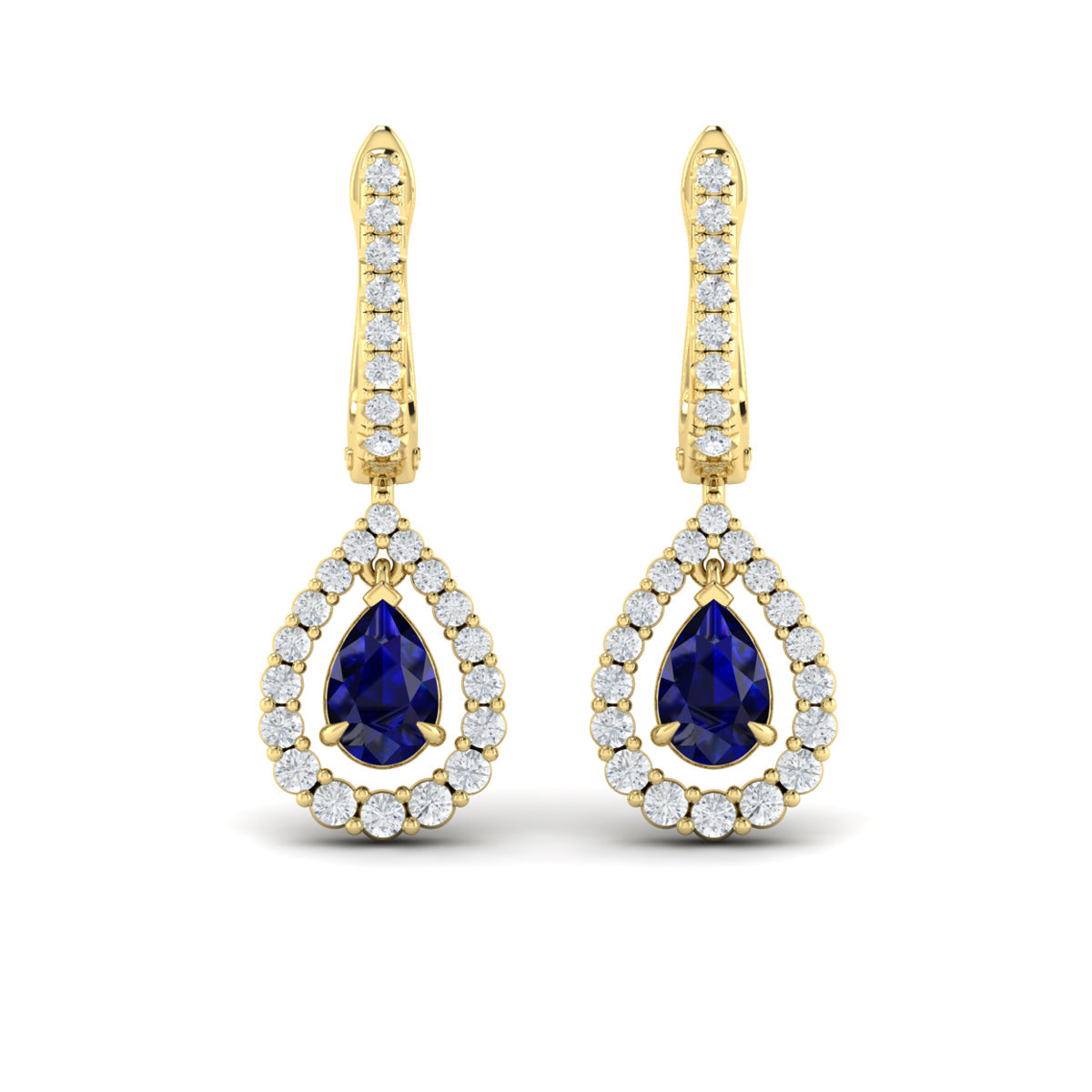 Tear Drop Sapphire and Diamond Earrings