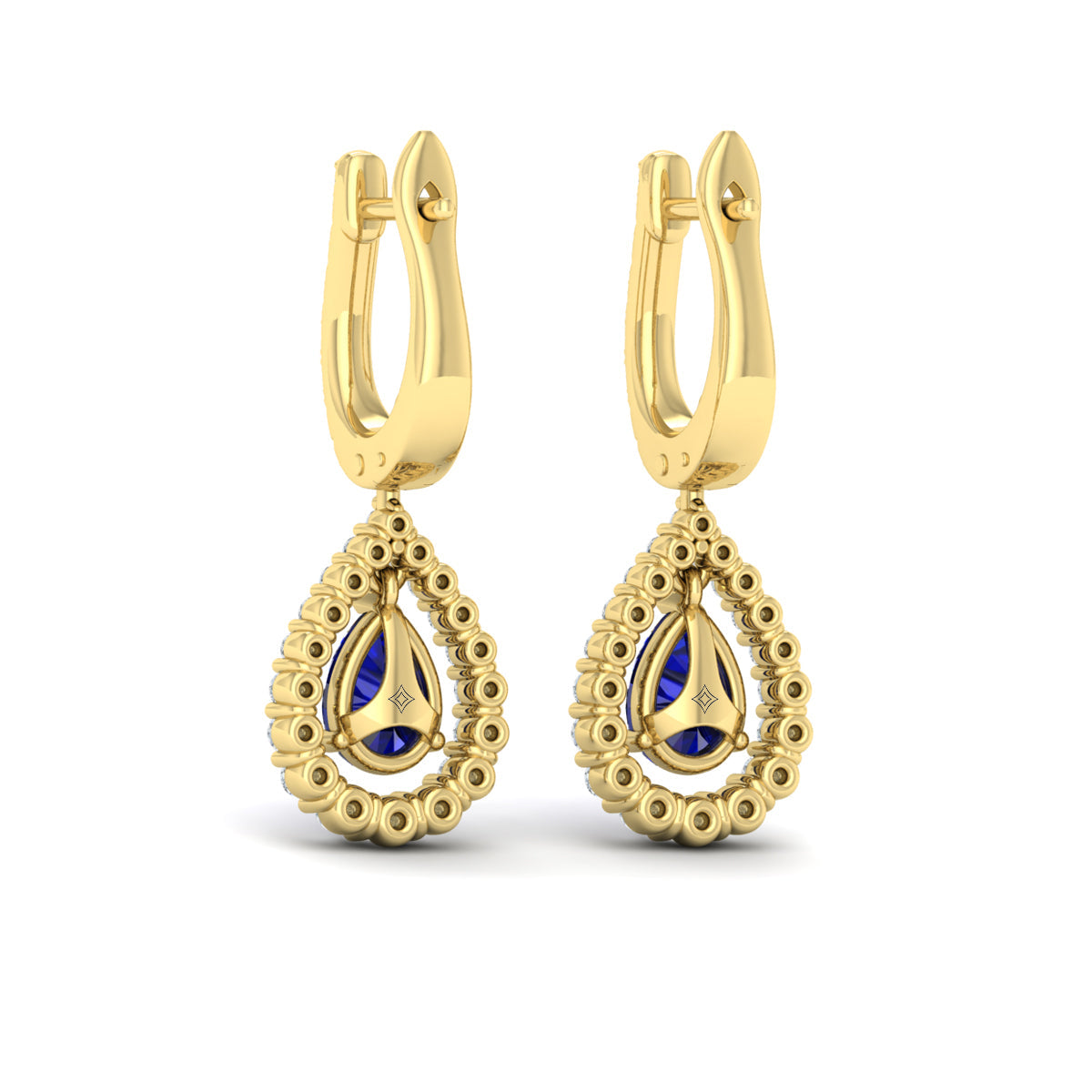 Tear Drop Sapphire and Diamond Earrings