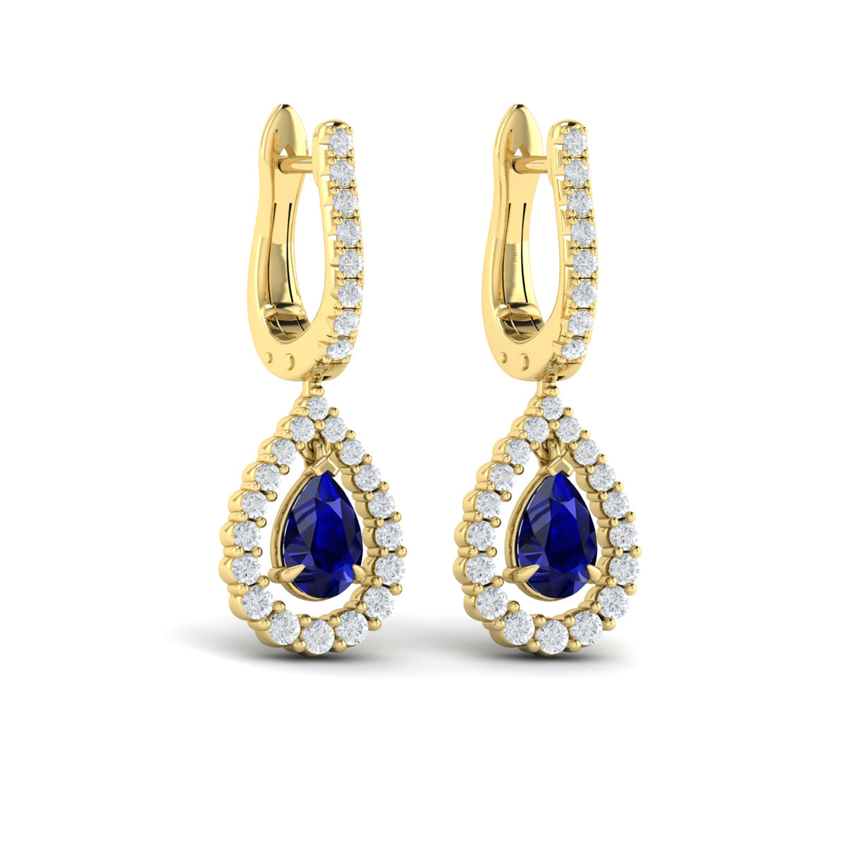 Tear Drop Sapphire and Diamond Earrings