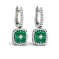 Cushion Diamond and Multi Emerald Earrings