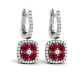 Cushion Diamond and Multi Ruby Earrings