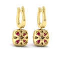 Cushion Diamond and Multi Ruby Earrings